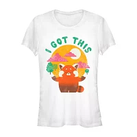 Juniors Womens Crew Neck Short Sleeve Turning Red Graphic T-Shirt