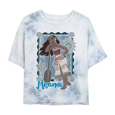 Juniors Cropped Womens Crew Neck Short Sleeve Princess Moana Graphic T-Shirt