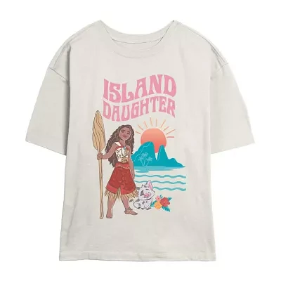 Juniors Disney Moana Island Daughter Tee Womens Crew Neck Short Sleeve Princess Graphic T-Shirt