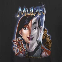 Juniors Disney Mulan Poster Womens Crew Neck Short Sleeve Princess Mulan Graphic T-Shirt