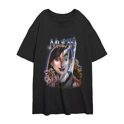Juniors Disney Mulan Poster Womens Crew Neck Short Sleeve Princess Mulan Graphic T-Shirt