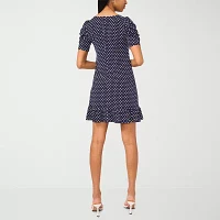 MSK Womens Short Sleeve Dots Shift Dress