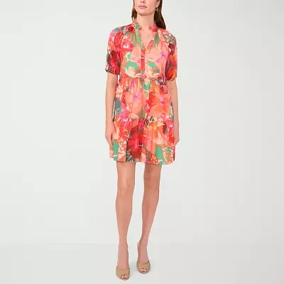 MSK Womens Short Sleeve Floral Shirt Dress