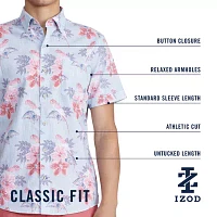 IZOD Chambray Mens Regular Fit Short Sleeve Button-Down Shirt