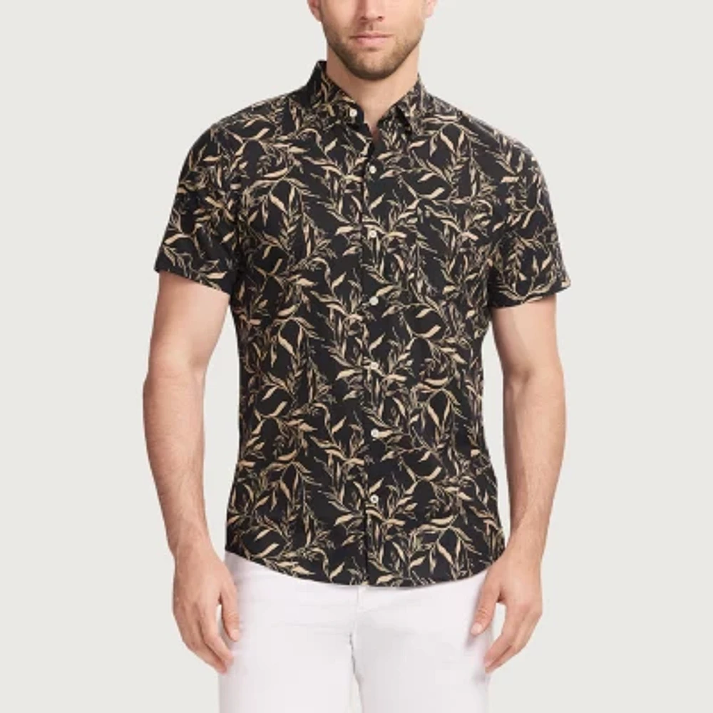IZOD Chambray Mens Regular Fit Short Sleeve Button-Down Shirt