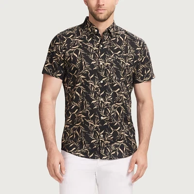 IZOD Chambray Mens Regular Fit Short Sleeve Button-Down Shirt