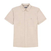 IZOD Luxe Classic Mens Regular Fit Short Sleeve Button-Down Shirt