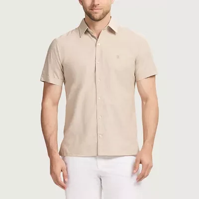 IZOD Luxe Classic Mens Regular Fit Short Sleeve Button-Down Shirt