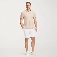 IZOD Luxe Classic Mens Regular Fit Short Sleeve Button-Down Shirt