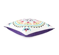 Turquoise Sun Medallion With Self Cording Square Throw Pillows