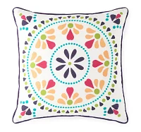 Turquoise Sun Medallion With Self Cording Square Throw Pillows