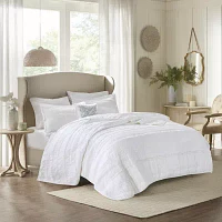 Madison Park Isabella 4-Pc Ruffle Quilt Set With Throw Pillow