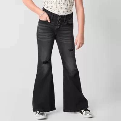 Thereabouts Little & Big Girls Button Fly Flare Leg Jean