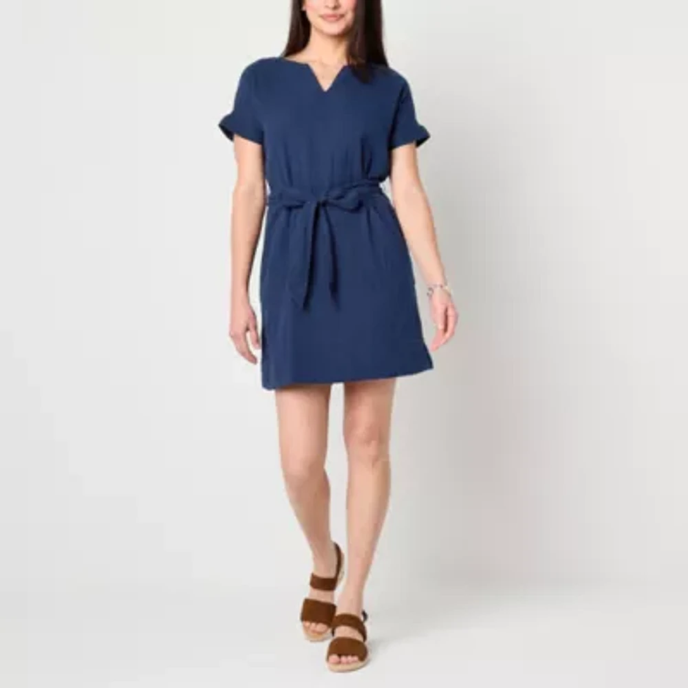 St. John's Bay Womens Short Sleeve Shift Dress