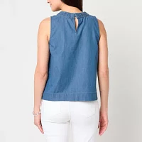 St. John's Bay Womens Round Neck Sleeveless Shell