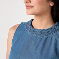 St. John's Bay Womens Round Neck Sleeveless Shell