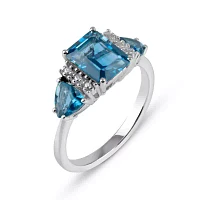 Genuine Blue Topaz Sterling Silver Ring