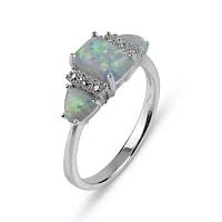 Lab-Created Opal Sterling Silver Ring