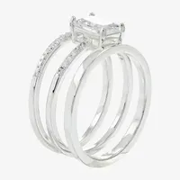 Sparkle Allure 3-pc. Cubic Zirconia Pure Silver Over Brass Rectangular Ring Sets