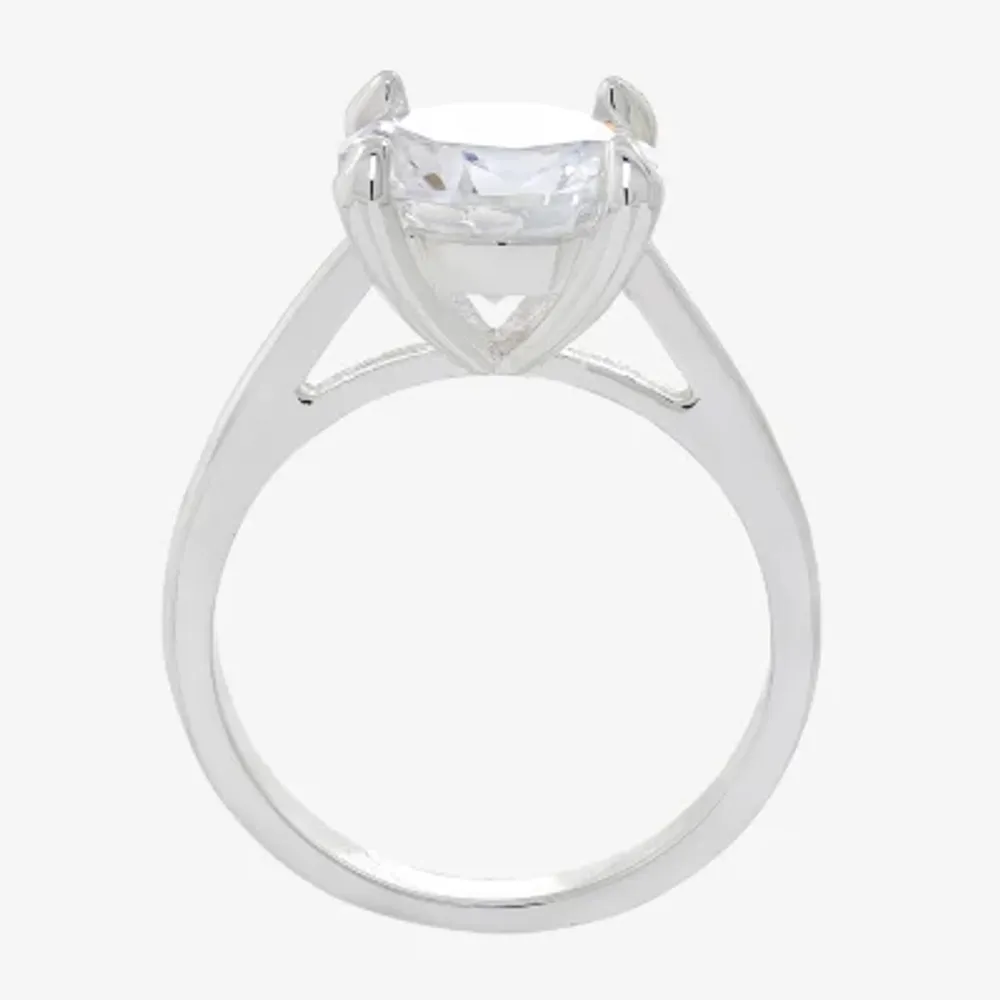 Sparkle Allure Cubic Zirconia Pure Silver Over Brass Round Solitaire Engagement Ring