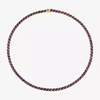 Womens Genuine Purple Amethyst 18K Gold Over Silver Tennis Necklaces