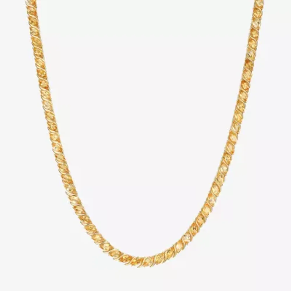 Womens Genuine Orange Citrine 18K Gold Over Silver Tennis Necklaces
