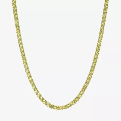 Womens Genuine Green Peridot 18K Gold Over Silver Tennis Necklaces