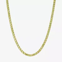 Womens Genuine Green Peridot 18K Gold Over Silver Tennis Necklaces