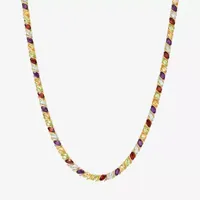 Womens Genuine Multi-Stone 18K Gold Over Silver Tennis Necklaces