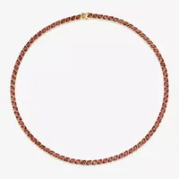 Womens Genuine Red Garnet 18K Gold Over Silver Tennis Necklaces