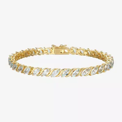 Genuine Blue Topaz 18K Gold Over Silver Tennis Bracelet