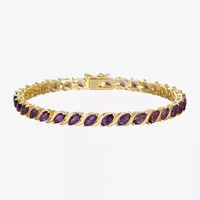 Genuine Purple Amethyst 18K Gold Over Silver Tennis Bracelet