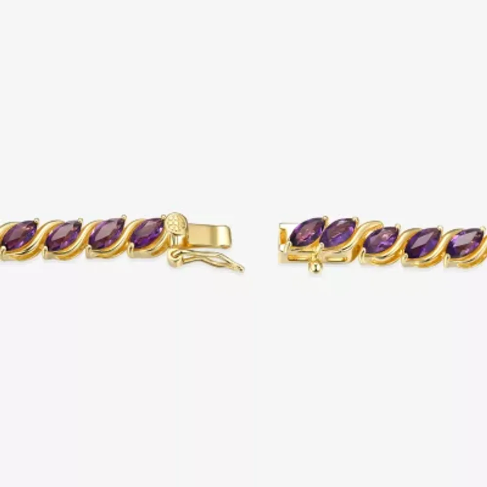 FINE JEWELRY Genuine Purple Amethyst 18K Gold Over Silver Tennis Bracelet