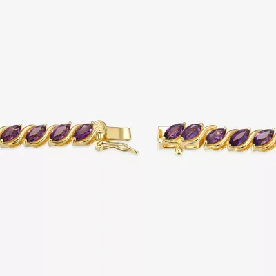 Genuine Purple Amethyst 18K Gold Over Silver Tennis Bracelet