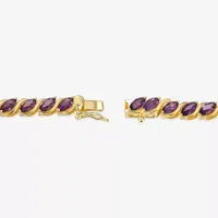 Genuine Purple Amethyst 18K Gold Over Silver Tennis Bracelet