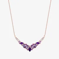 Womens Genuine Purple Amethyst 14K Rose Gold Over Silver Chevron Necklaces