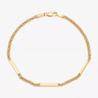 Made in Italy 10K Gold Hollow Bar Station Bracelet