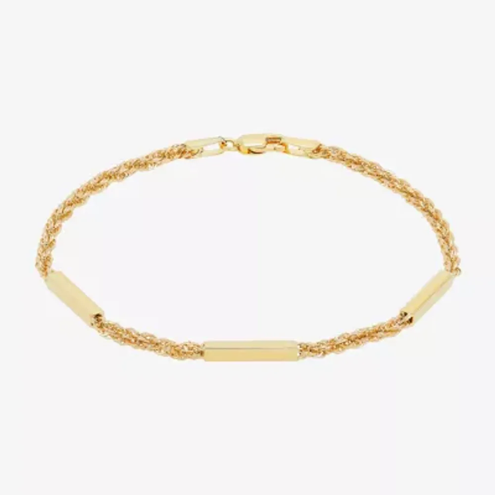 Made in Italy 10K Gold Hollow Bar Station Bracelet