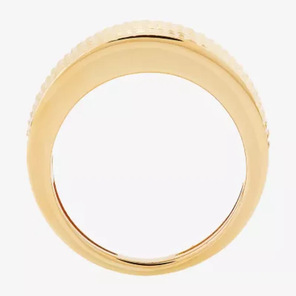 Made Italy Textured 11.5MM 14K Gold Dome Band