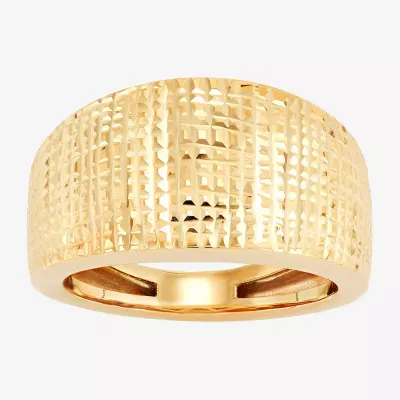 Made Italy Textured Womens 11.5MM 14K Gold Dome Band