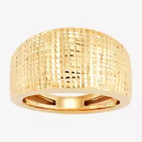 Made Italy Textured 11.5MM 14K Gold Dome Band