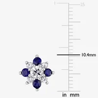 Genuine White Sapphire 14K White Gold 10.4mm Flower Stud Earrings