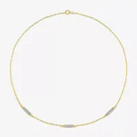 Womens Lab Created White Sapphire 18K Gold Over Silver Bar Pendant Necklace