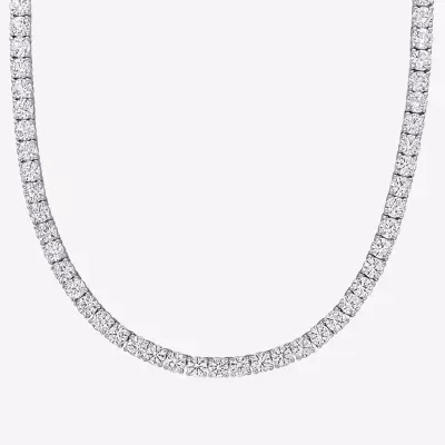 Womens Lab Created White Sapphire Sterling Silver Tennis Necklaces