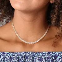 Womens Lab Created Sapphire 18K Gold Over Silver Tennis Necklaces