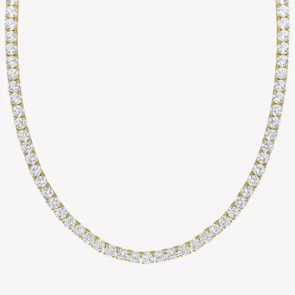 Womens Lab Created Sapphire 18K Gold Over Silver Tennis Necklaces