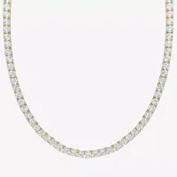 Womens Lab Created Sapphire 18K Gold Over Silver Tennis Necklaces