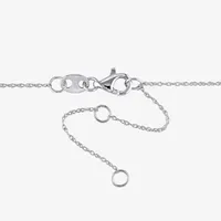 Womens Lab Created White Sapphire 10K White Gold Curved Pendant Necklace