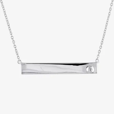 Womens Genuine White Sapphire Sterling Silver Bar Pendant Necklaces