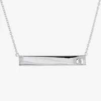 Womens Genuine White Sapphire Sterling Silver Bar Pendant Necklace